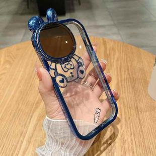 For iPhone 14 Plus Plating Carrot Rabbit TPU Phone Case(Blue)