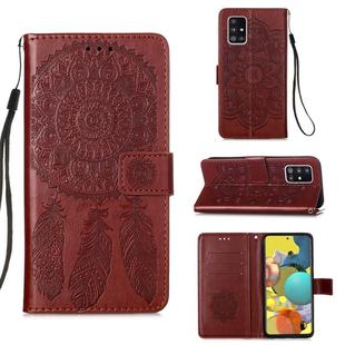 For Samsung Galaxy A51 5G Dream Catcher Printing Horizontal Flip Leather Case with Holder & Card Slots & Wallet & Lanyard(Brown)