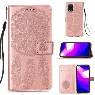 For Xiaomi Mi 10 Lite 5G / Mi 10 Youth 5G Dream Catcher Printing Horizontal Flip Leather Case with Holder & Card Slots & Wallet & Lanyard(Rose Gold)