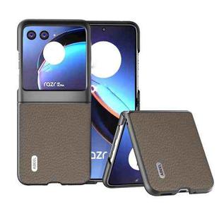 For Motorola Razr 40 Ultra ABEEL Genuine Leather Litchi Texture Phone Case(Grey)