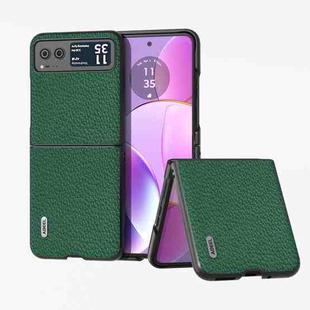 For Motorola Razr 40 ABEEL Genuine Leather Litchi Texture Phone Case(Green)