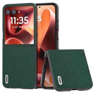 For Motorola Razr 60 Ultra ABEEL Genuine Leather Litchi Texture Phone Case(Green)