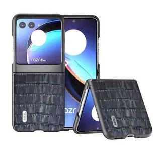 For Motorola Razr 40 Ultra ABEEL Crocodile Texture Genuine Leather Phone Case(Blue)