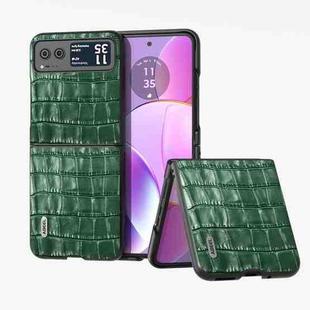 For Motorola Razr 40 ABEEL Crocodile Texture Genuine Leather Phone Case(Green)