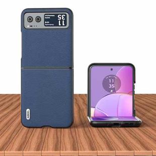 For Motorola Razr 40 ABEEL Genuine Leather + PC Litchi Texture Phone Case(Blue)