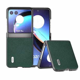 For Motorola Razr 40 Ultra ABEEL Cross Texture Genuine Leather Phone Case(Green)