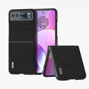 For Motorola Razr 40 ABEEL Cross Texture Genuine Leather Phone Case(Black)