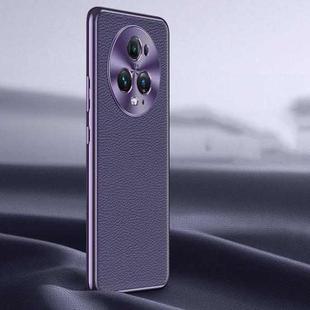 For Honor Magic5 Pro Litchi Texture Genuine Leather Phone Case(Purple)