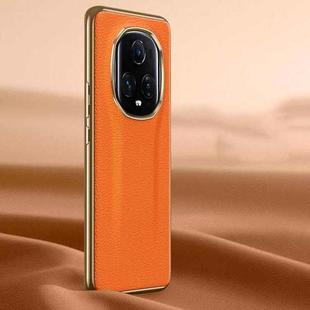 For Honor Magic5 Ultimate Litchi Texture Genuine Leather Phone Case(Orange)