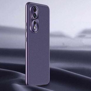 For Honor 80 Pro Litchi Texture Genuine Leather Phone Case(Purple)