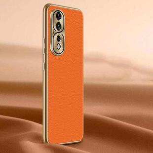 For Honor 80 Pro Flat Litchi Texture Genuine Leather Phone Case(Orange)