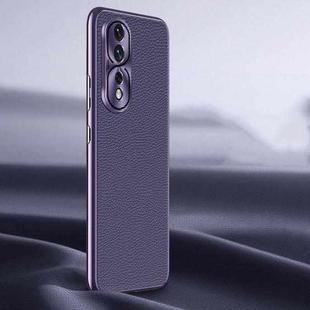 For Honor 80 Pro Flat Litchi Texture Genuine Leather Phone Case(Purple)