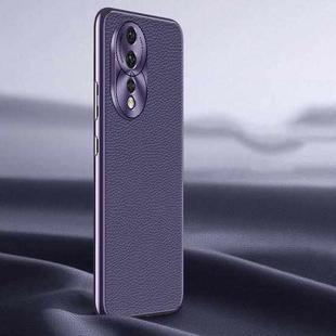 For Honor 80 Litchi Texture Genuine Leather Phone Case(Purple)