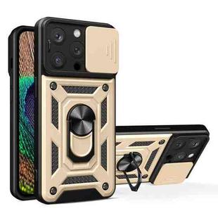 For iPhone 15 Pro Sliding Camera Cover Design TPU+PC Phone Case(Gold)