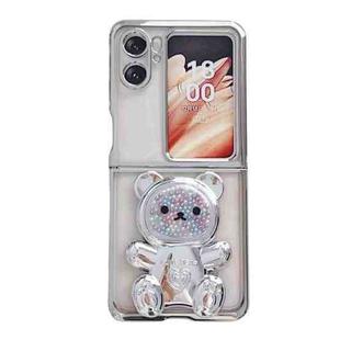 For OPPO Find N2 Flip Electroplating TPU Shockproof Protective Phone Case with Holder(Silver)