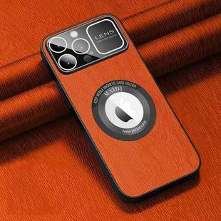 For iPhone 13 Pro MagSafe Magnetic Tree Texture PU Phone Case(Orange)