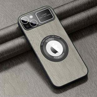 For iPhone 13 MagSafe Magnetic Tree Texture PU Phone Case(Silver Grey)