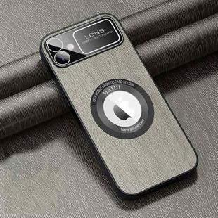 For iPhone 12 MagSafe Magnetic Tree Texture PU Phone Case(Silver Grey)