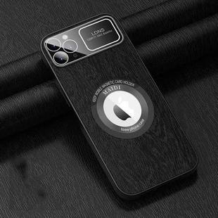 For iPhone 11 Pro Max MagSafe Magnetic Tree Texture PU Phone Case(Black)