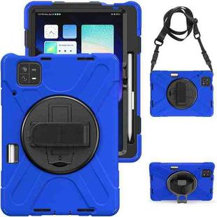 For Xiaomi Pad 6 / Pad 6 Pro Silicone Hybrid PC Tablet Case with Grip & Shoulder Strap(Blue)