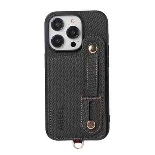 For iPhone 14 Pro ABEEL Carbon Fiber RFID Card Holder Phone Case(Black)