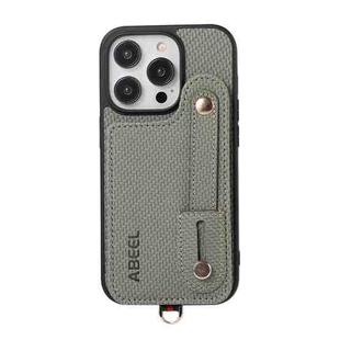 For iPhone 13 Pro ABEEL Carbon Fiber RFID Card Holder Phone Case(Green)