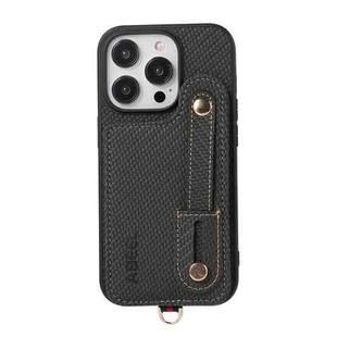 For iPhone 15 Pro Max ABEEL Carbon Fiber RFID Card Holder Phone Case(Black)