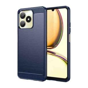 For Realme C51 Brushed Texture Carbon Fiber TPU Phone Case(Blue)