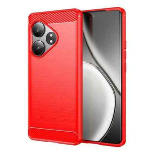 For Realme GT 6 Carbon Fiber Brushed Texture TPU Phone Case(Red)