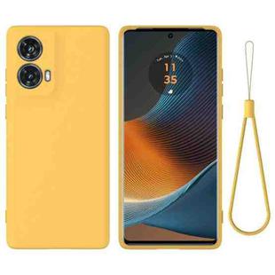 For Motorola Moto G85 Pure Color Liquid Silicone Shockproof Phone Case(Yellow)