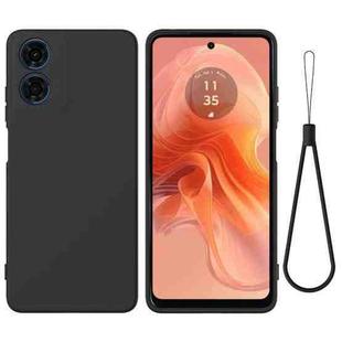 For Motorola Moto G04S 4G / E14 4G Solid Color Liquid Silicone Dropproof Full Coverage Phone Case(Black)