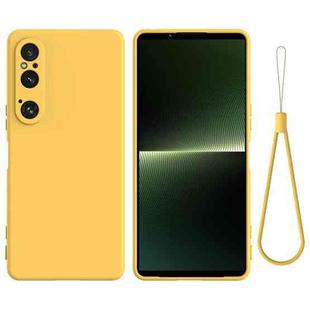 For Sony Xperia 1 VI Pure Color Liquid Silicone Shockproof Phone Case(Yellow)