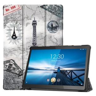For Lenovo M10 X605FCL Colored Drawing Horizontal Flip Leather Case, with Three-folding Holder & Sleep / Wake-up Function(Eiffel Tower)