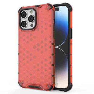 For iPhone 15 Pro Max Honeycomb Phone Case(Red)