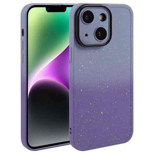 For iPhone 14 Gradient Starry Silicone Phone Case with Lens Film(Grey Purple)