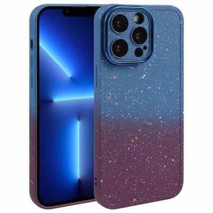 For iPhone 13 Pro Max Gradient Starry Silicone Phone Case with Lens Film(Blue Red)