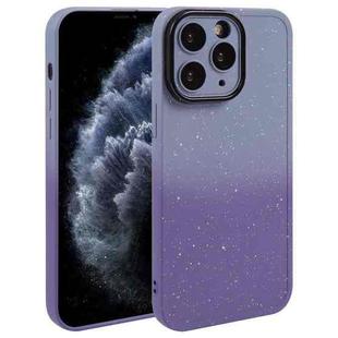 For iPhone 11 Pro Max Gradient Starry Silicone Phone Case with Lens Film(Grey Purple)