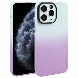 For iPhone 11 Pro Max Gradient Starry Silicone Phone Case with Lens Film(White Purple)
