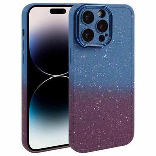 For iPhone 15 Pro Max Gradient Starry Silicone Phone Case with Lens Film(Blue Red)