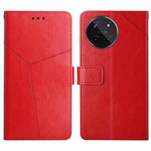 For Realme 11 4G Global HT01 Y-shaped Pattern Flip Leather Phone Case(Red)