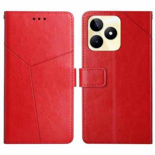 For Realme C53 HT01 Y-shaped Pattern Flip Leather Phone Case(Red)