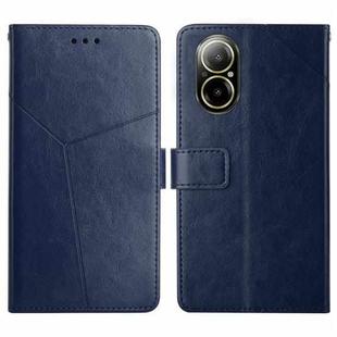 For Realme C67 4G HT01 Y-shaped Pattern Flip Leather Phone Case(Blue)