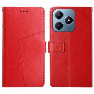 For Realme C63 4G Global/ C61 HT01 Y-shaped Pattern Flip Leather Phone Case(Red)