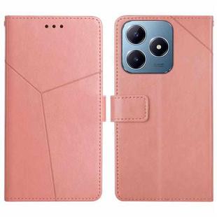 For Realme C63 4G Global/ C61 HT01 Y-shaped Pattern Flip Leather Phone Case(Pink)