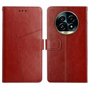 For Realme 13 Pro 5G / 13 Pro+ 5G HT01 Y-shaped Pattern Flip Leather Phone Case(Brown)