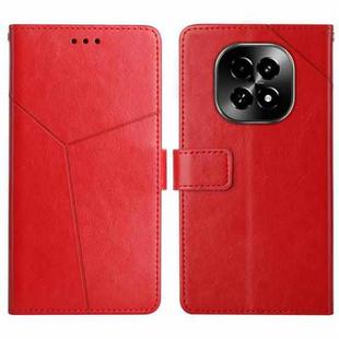 For Realme C63 5G HT01 Y-shaped Pattern Flip Leather Phone Case(Red)