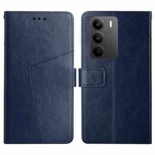 For Realme C75 4G HT01 Y-shaped Pattern Flip Leather Phone Case(Blue)