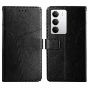 For Realme C75 5G HT01 Y-shaped Pattern Flip Leather Phone Case(Black)
