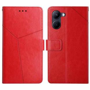 For vivo Y03 4G HT01 Y-shaped Pattern Flip Leather Phone Case(Red)