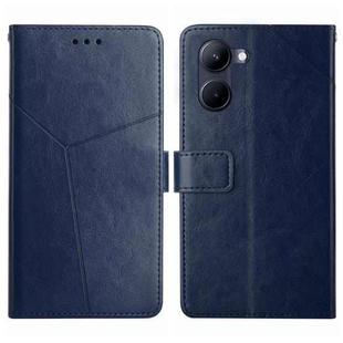 For vivo Y03 4G HT01 Y-shaped Pattern Flip Leather Phone Case(Blue)